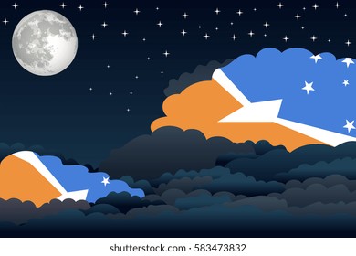 Night Clouds with Tierra del Fuego Province - Argentina Flags