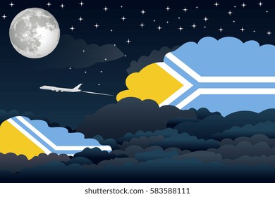 Night Clouds with Tuva Flags, Aeroplane Flying