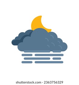 Night cloudy icon flat vector. Climate meteo. Sky widget isolated