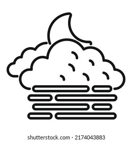 Night cloudy icon outline vector. Climate meteo. Sky widget