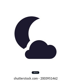 night cloudy Icons. Weather Forecast Icons. Icon Design with elements for the sun, rain, clouds, wind, rainbow, moon, Temperature, Storm, Cloud, Thunderstorm, and Wind. vector eps 10