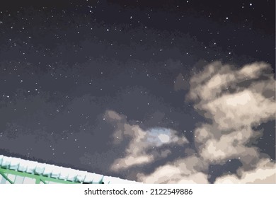 night cloudy sky with shining stars