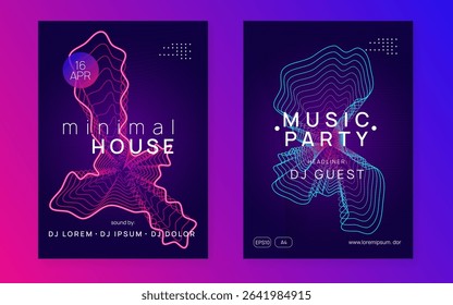 Night Club Background. Concert Cover. Discotheque Festival Template. Soundwave Audio Invitation. Green Music Event. Party Set. Blue Fest Flyer. Pink Night Club Background
