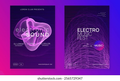 Night Club Banner. Dj Flyer. Green Sound Background. Nightclub Radio Illustration. Blue Music Event. Concert Vector. Discotheque Trance Template. Pink Night Club Banner