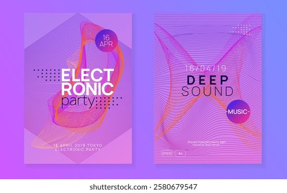 Night Club Banner. Green Dj Set. Psychedelic Radio Illustration. Fest Background. Discotheque Trance Element. Blue Edm Event. Concert Invite. Violet Night Club Banner