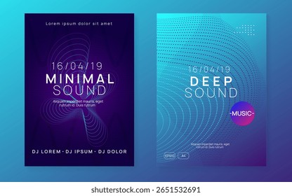 Banner do Clube Noturno. Revista Green Dj. Gráfico de Concerto Musical. Festival Vetor. Panfleto de Dança. Cartaz do Violet Night Club. Soundwave Disco Illustration. Banner do Blue Night Club