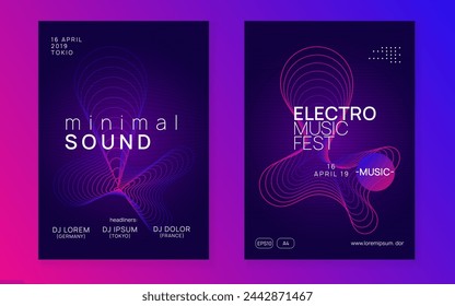 Night Club Banner. Pink Fest Magazine. Violet Discotheque Design. Psychedelic Radio Invitation. Trance Vector. Edm Electro Template. Night Club Event. Green Night Club Banner