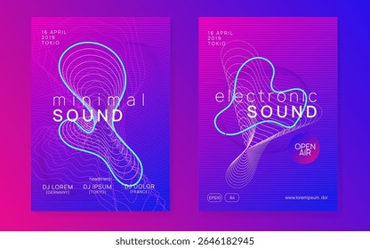 Banner do Clube Noturno. Convite de Trance. Revista Blue Discotheque. Design de música. Conjunto Edm Verde. Elemento Eletro Fest. Convite Eletrônico de Batida. Banner do Violet Night Club