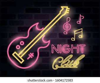 night club bar label neon lights vector illustration design