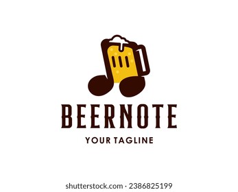 Night club bar logo for party with beer title symbol and music notes