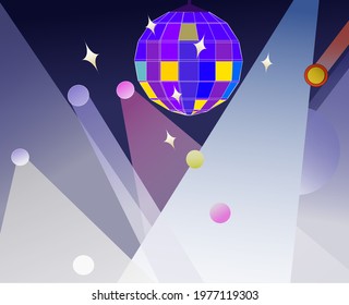 Night club bar vector illustration space for advertising or design.Spotlight in disco pub,having fun in party,celebration event.