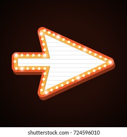 Night club billboard retro golden arrow light frames