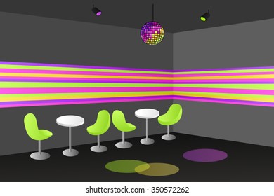 Night club disco interior table chair illustration vector