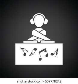 Night club DJ icon. Black background with white. Vector illustration.