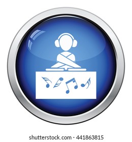 Night club DJ icon. Glossy button design. Vector illustration.
