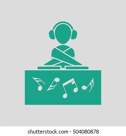 Night club DJ icon. Gray background with green. Vector illustration.