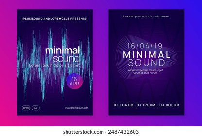 Night Club Event. Blue Edm Design. Green Night Club Background. Sound Set. Concert Cover. Psychedelic Radio Invitation. Music Electro Graphic. Violet Night Club Event