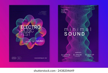 Night Club Event. Soundwave Audio Illustration. Blue Fest Set. Sound Festival Graphic. Pink Techno Design. Discotheque Background. Concert Vector. Violet Night Club Event