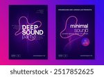 Night Club Event. Soundwave Radio Illustration. Music Banner. Techno Festival Graphic. Pink Dance Background. Violet Edm Poster. Concert Invite. Green Night Club Event