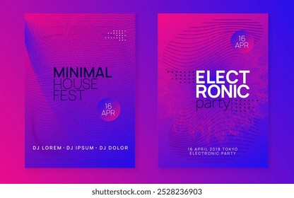 Night Club Event. Violet Sound Flyer. Music Electro Template. Dance Design. Nightclub Radio Invitation. Festival Vector. Green Party Background. Blue Night Club Event