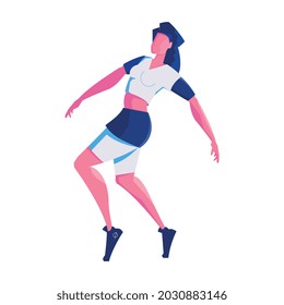 Composición plana del club nocturno con carácter aislado de la mujer bailarina ilustración vectorial