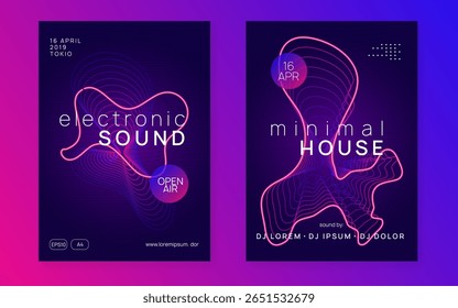 Flyer do Clube Noturno. Banner Azul Do Dj. Fundo Do Edm Cor-De-Rosa. Clube Noturno. Elemento Eletro Discoteca. Festival Vetor. "Soundwave Beat Invitation" (em inglês). Folheto do Violet Night Club
