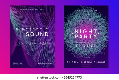 Flyer do Clube Noturno. Discotheque Concerto Elemento. Evento Edm Rosa. Design de som. Violet Dance Background. Convite de Trance. Convite de Áudio Eletrônico. Panfleto do Green Night Club