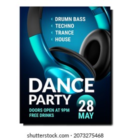 Night club flyer poster vector. Dark neon light. Bright space. Elegant night club. 3d realistic illustration
