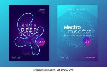 Night Club Flyer. Sound Trance Element. Blue Techno Set. Party Design. Pink Night Club Background. Festival Vector. Nightclub Audio Invitation. Green Night Club Flyer
