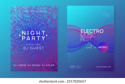 Night Club Flyer. Violet Sound Magazine. Psychedelic Disco Invitation. Edm Concert Element. Dance Background. Electro Vector. Pink Night Club Design. Green Night Club Flyer