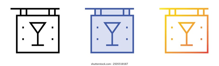 night club icon. Linear, Blue Fill and Gradient Style Design Isolated On White Background