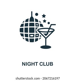 Icono del club nocturno. Signo monocromo de la colección de vida de la gran ciudad. Icono de Creative Night Club para diseño web, infografía y más