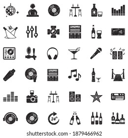 Night Club Icons. Black Scribble Design. Vector Illustration.