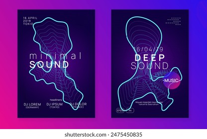 Night Club Magazine. Electronic Disco Invitation. Party Electro Graphic. Green Music Banner. Discotheque Event. Pink Dj Flyer. Concert Vector. Violet Night Club Magazine