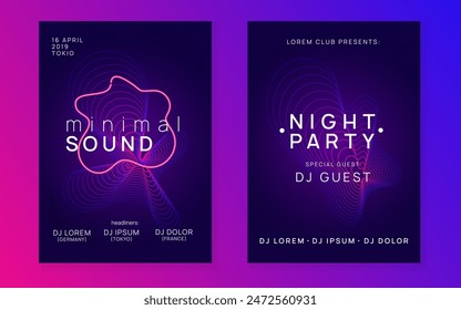 Night Club Magazine. Pink Music Background. Green Night Club Flyer. Festival Cover. Nightclub Disco Invitation. Dance Trance Graphic. Discotheque Event. Blue Night Club Magazine