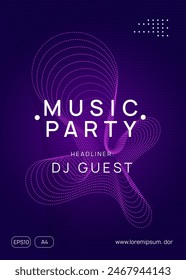 Night Club Magazine. Trance Vector. Soundwave Audio Illustration. Dj Banner. Edm Concert Template. Green Fest Event. Violet Party Set. Pink Night Club Magazine