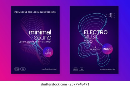 Night Club Magazine. Trance Vector. Night Club Festival Element. Green Discotheque Background. Blue Edm Event. Electronic Audio Illustration. Party Set. Violet Night Club Magazine