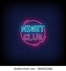 Night Club Neon Signs Style Text Vector