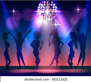 Night club, parties. People having fun. Flat style Poster