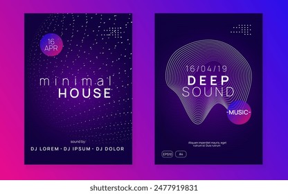 Night Club Poster. Blue Discotheque Magazine. Nightclub Disco Illustration. Electro Cover. Fest Flyer. Dj Concert Template. Green Sound Design. Pink Night Club Poster