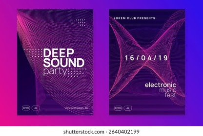 Night Club Poster. Concert Invite. Blue Dj Set. Violet Party Banner. Fest Trance Element. Night Club Flyer. Nightclub Disco Invitation. Green Night Club Poster