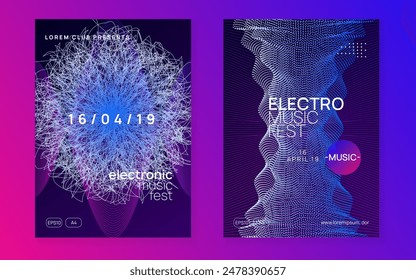 Night Club Poster. Electronic Beat Invitation. Blue Music Set. Festival Cover. Green Dance Event. Sound Trance Graphic. Dj Magazine. Violet Night Club Poster