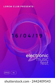 Night Club Poster. Fest Concert Element. Violet Party Banner. Trance Cover. Psychedelic Radio Illustration. Sound Flyer. Green Dj Design. Blue Night Club Poster