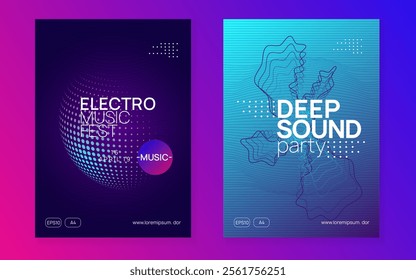 Night Club Poster. Violet Dance Design. Festival Invite. Sound Flyer. Party Electro Template. Soundwave Beat Invitation. Green Music Event. Pink Night Club Poster