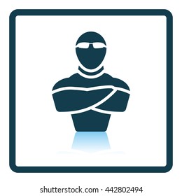 Night club security icon. Glossy button design. Vector illustration.