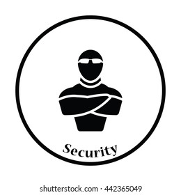 Night club security icon. Thin circle design. Vector illustration.
