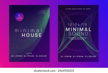 Night Club Set. Violet Edm Event. Dj Concert Element. Green Discotheque Background. Trance Invite. Nightclub Audio Invitation. Sound Flyer. Blue Night Club Set