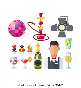 Night club vector icons