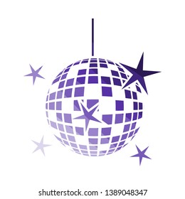 Night Clubs Disco Sphere Icon. Flat Color Ladder Design. Vector Illustration.