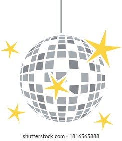 Night Clubs Disco Sphere Icon. Flat Color Design. Vector Illustration.